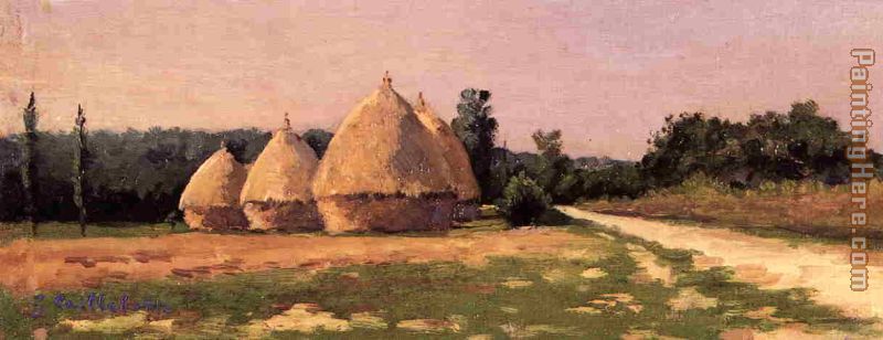 Landscape with Haystacks painting - Gustave Caillebotte Landscape with Haystacks art painting